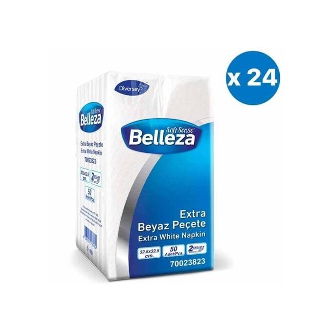 Belleza Peçete Extra Beyaz Garson Katlama 32,5x32,5 50 li 24 Paket - 1