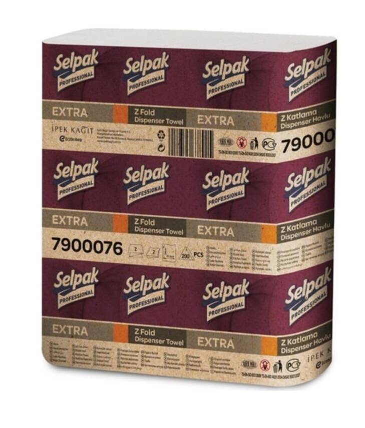 Selpak Professional Extra Z Katlı Dispenser Havlu 200 yp 12li - 1
