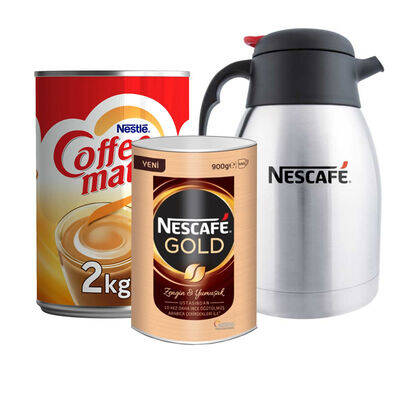 Set Nescafe Gold 900 gr + Coffee Mate Kahve Kreması 2000 gr Termos Hediyeli - 1
