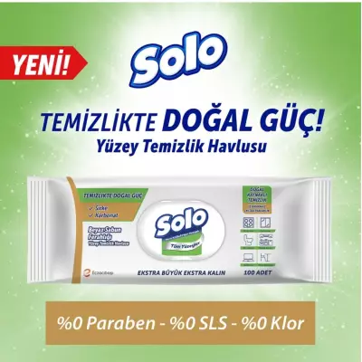 Solo Yüzey Temizlik Havlusu Doğal Güç Beyaz Sabun 100yp 7906894 - 2